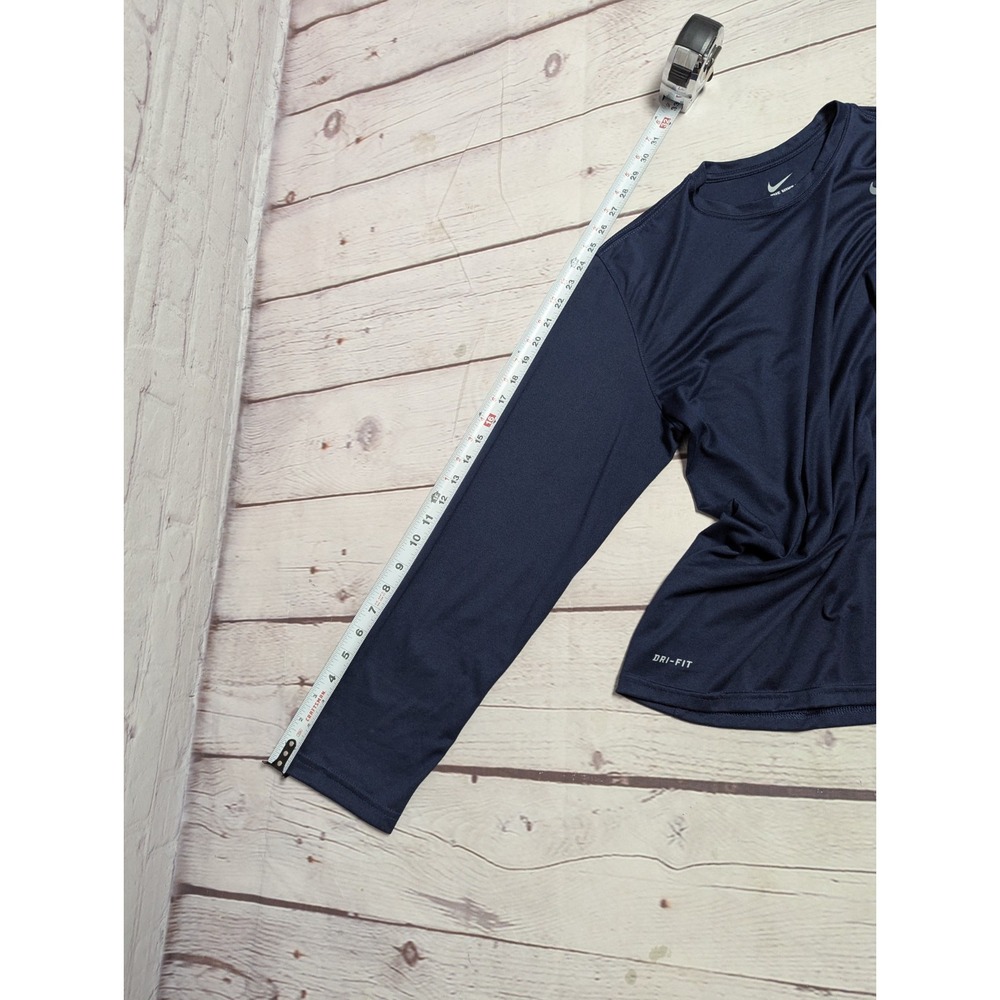 Nike Tee Dri-Fit Long Sleeve Athletic Cut Logo Women's Large Navy EUC 378 - Picture 7 of 8